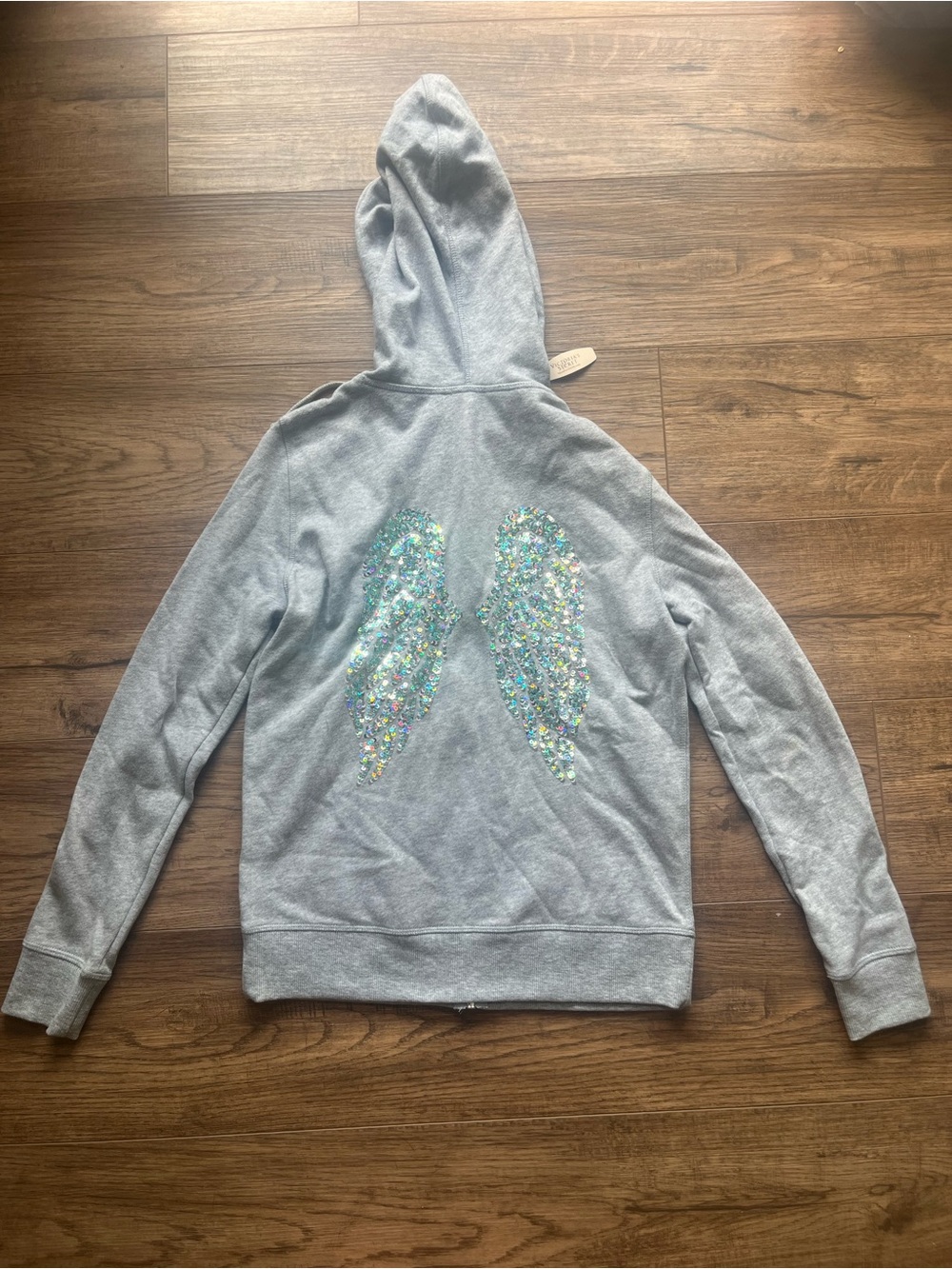 Rare Victoria Secret Hoodie with Iridescent Sequin Angel Wings